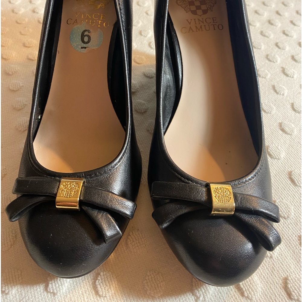 VINCE CAMUTO Black Wedge with Bow DAMAGE LOWERED PRICE PLEASE SEE FIRST PICTURE